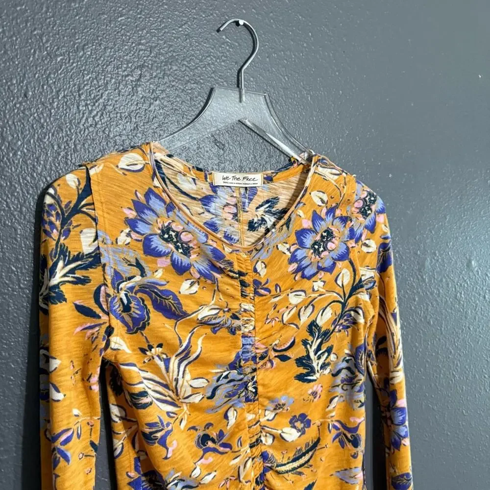 We The Free Dreamed of You Floral Ruched Long Sleeve Size S